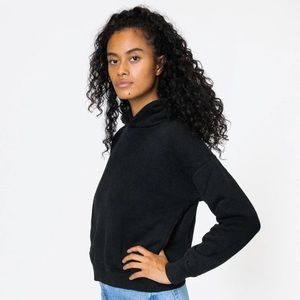 Los Angeles Apparel black PUFFY HEAVYWEIGHT FLEECE CROPPED HOODIE